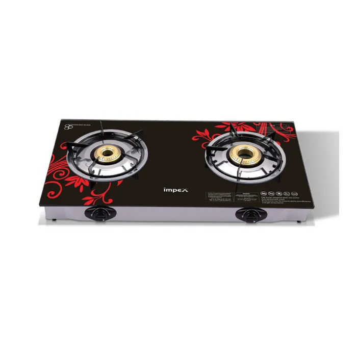 موقد غاز مسطح امبكس زجاج شعلتين - أسود Igs 1212F موقد غاز مسطح