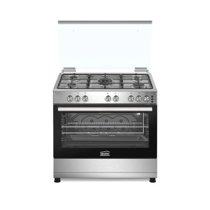 فرن غاز سيمفر 5 شعلات 60*90 سم - ستيل F9502SGWHM-SMF01 فرن غاز