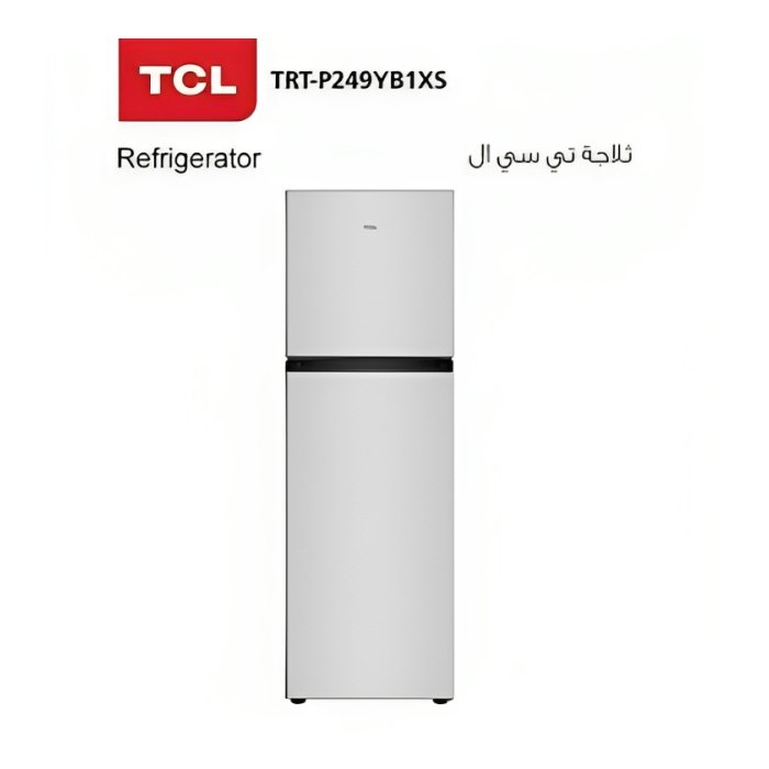 ثلاجة tcl بابين 9 قدم انفرتر - فضي