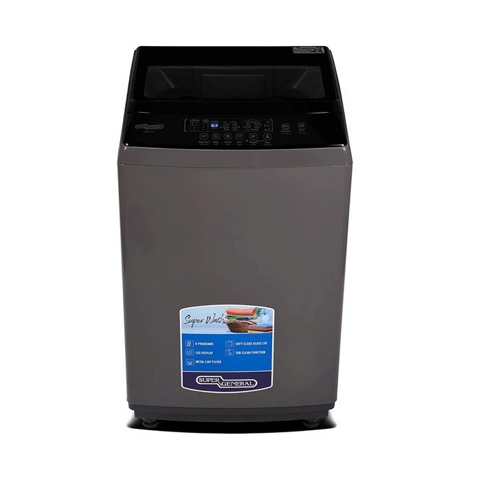 غسالة سوبر جنرال 12 كيلو علوية 8 برامج - فضي
