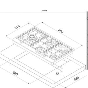 بوتاجاز مسطح غاز بيلا بلت ان 90 سم – 5 عيون