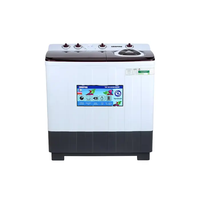 غسالة 8 كيلو جيباس حوضين - ابيض GSWM18047 غسالة 8 كيلو جيباس