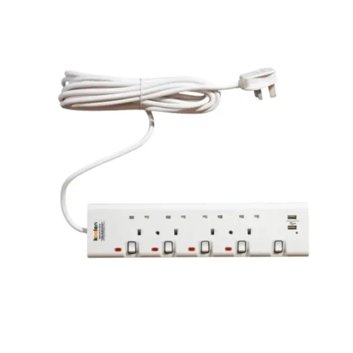 توصيلة كهربائية كولن 4 مخارج - 5 متر - أبيض 301100008 توصيلة كهربائية