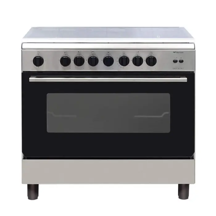 فرن غاز بومباني 90*60 سم ــ 5 شعلات ــ فضي Essential90gg5tcix فرن غاز