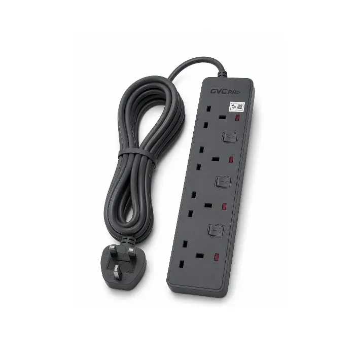 توصيله كهرباء 4 منافذ جي في سي برو 3 متر ــ رمادي GVCPE-04-3M توصيله كهرباء